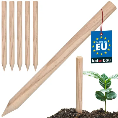 Produktbild von KOTARBAU® 5er Set Pflanzstäbe 40cm Tomaten & Gurken Rankhilfe Tomatenstäbe Holzpfähle Pflanzenstütze rund Baumpfahl aus Buchenholz  Natürlich