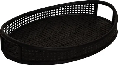 Image de Plateau - Noir - Lot de 2 - Bambou - 54,5 & 47,5 cm