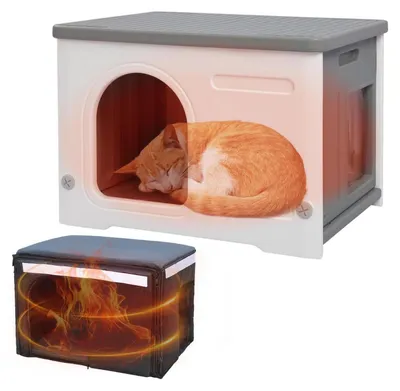 Produktbild von Katzenhaus Outdoor Winterfest Grau Isolierter Innenraum 53x41x38cm