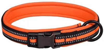Immagine prodotto di Collare riflettente - Regolabile - In neoprene - Con cintura di sicurezza - Adatto a cani di piccola, media e grande taglia - Misura del collo: 33-45 cm - Collare per cani
