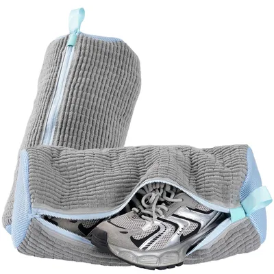 Produktbild von 2er-Set Schuhwaschbeutel mit Reinigungsfasern: Schont Sneaker & Turnschuhe in der Waschmaschine, Effektive Reinigung & Schutz - strahlend saubere Schu