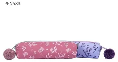 Produktbild von Einfaches Federmäppchen mit Pompon „Blumen MIX“ – Pajacyk