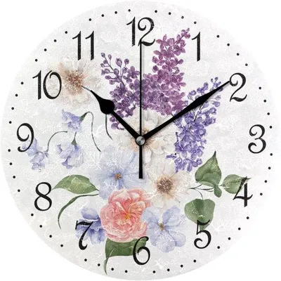Image de Horloge murale « Fleurs » 25 x 25 cm, silencieuse, à piles, décorative