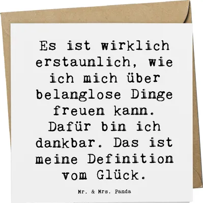 Produktbild von Mr. & Mrs. Panda Glückwunschkarte Spruch Dankbarkeit für kleine Dinge - Weiß - Geschenk, Zitat, Sprüche über, doppelkarte, anlasskarte, faltkarte, Lebensfreude, Grußkarte