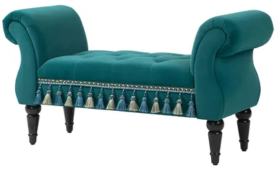 Produktbild von Sitzbank Vintage-Design, Polsterbank Samt, Flurbank Bettbank Knopfheftung, Grün  |  Massivholzrahmen  |  bis 150 kg  |  117 x 40 x 58 cm
