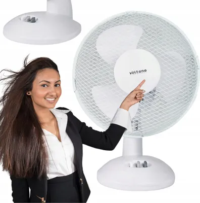 Produktbild von Tischventilator, Standventilator, leise, leistungsstark, weißer Propeller, Durchmesser 23 cm