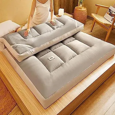 Imagen del producto de Colchón japonés tipo futón, colchón plegable para el suelo, material ligero y portátil para camping y almacenamiento (gris, 180x200 cm)