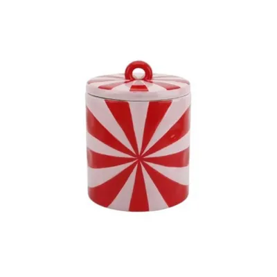 Produktbild von Aufbewahrungsglas für Lebensmittel – Wirbelmuster – Rot/Rosa – 11x11x11,5 cm