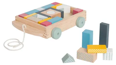 Produktbild von Bigjigs Holz-Bausteinwagen – 29-teilig