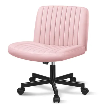 Produktbild von ALFORDSON Bein übergreifender Bürostuhl, Computerstuhl mit niedriger Rückenlehne und Lendenstütze, Schwenkrollen, Höhenverstellbar, rosa