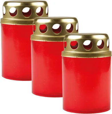 Produktbild von Stundenbrenner 3er Pack in Rot mit ca. 18h Brenndauer