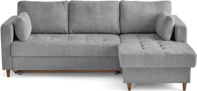 Produktbild von Lisa Design Anna - Ecksofa rechts 4-Sitzer Schlaffunktion und Bettkasten aus strukturiertem Samt , Grau