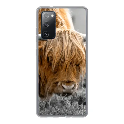 Produktbild von MuchoWow® Handyhülle Schutzhülle Hülle für Samsung Galaxy S20 FE Scottish Highlander - Pflanzen - Schwarz - Weiß Silikon Softcase Handy Hülle - Abdeckung