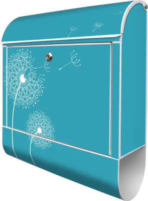 Zdjęcie produktu dla banjado design skrzynka na listy stalowa biała z przegrodą na gazety malowana proszkowo "Dandelion 4" 38x46x12,5cm & 2 klucze - Skrzynka pocztowa A4 z materiałem montażowym [BKW 11123]