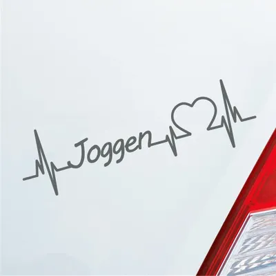 Produktbild von Auto Aufkleber Joggen Herzschlag Laufen Ausdauersport Sport Liebe 19x6 cm Grau Sticker Heckscheibenaufkleber