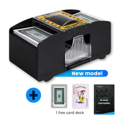 Immagine prodotto di ShopWise Mescolatore automatico di carte | Capacità di 2 mazzi con carte da gioco | Design facile da usare e resistente | Funzionamento a batteria per poker, blackjack | Perfetto per serate di gioco, feste e tornei