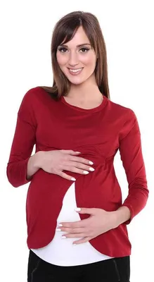Produktbild von Damen MAMA Umstandshirt Langarm; Bordo XS/S 34/36