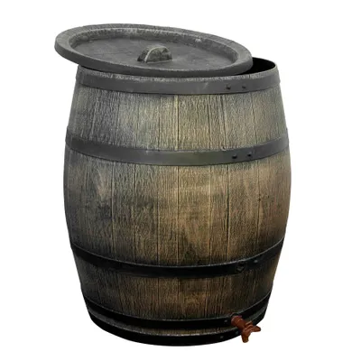 Produktbild von Regentonne Holzfass / Regenfass Country 240 Ltr., abnehmbarer Deckel, Kunststoff