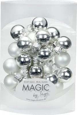 Produktbild von Weihnachtskugeln Glas 2cm Frosty Silver, 25 Stück