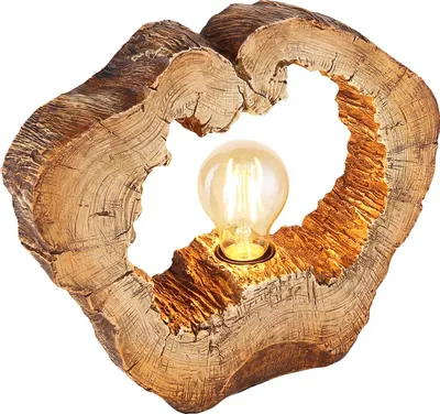 Produktbild von Globo Lighting Tischleuchte Kunststoff holzoptik, 1x E27