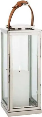 Produktbild von Casa Padrino Designer Deco Laterne Nickel Finish 20 x 20 x H. 41 cm - Luxus Qualität