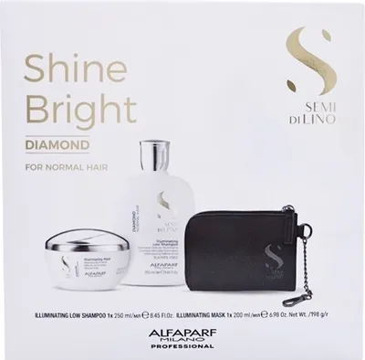 Produktbild von Alfaparf Shine Bright (Illuminating Low Shampoo 250ml + Mask 200ml + Coin Purse)