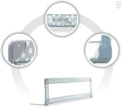 Image de Lit bébé 150 cm gris étoilé unisexe - lit bébé sécurisé avec plaque de sécurité