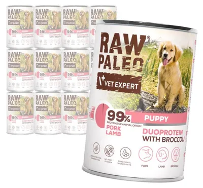 Zdjęcie produktu dla Raw Paleo Pork&Lamb Puppy Duoprotein 12x400g​ Mokra Karma Dla Szczeniąt z Wieprzowiną i Jagnięciną