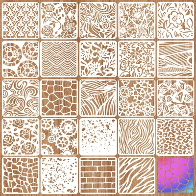 Productafbeelding van 24 Stuks Mixed Schablonen voor Muur, Vloer en Meubel Decoratie