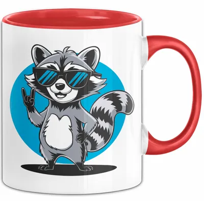 Produktbild von Waschbär Tierliebhaber Tasse Geschenk Lustige Geschenkidee Spruch (Rot)