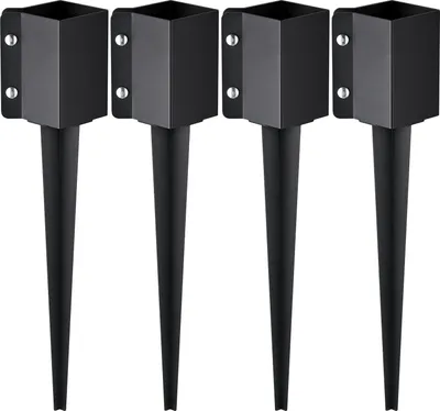 Produktbild von VEVOR Erdspieß für Zaunpfosten, 4er-Pack, 113 x 113 x 610 mm Außendurchmesser (Innendurchmesser 8,9 x 8,9 cm), Metall, schwarz pulverbeschichtet, Erdspieß für Briefkästen, Terrassen, Gartengeländer