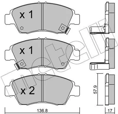 Produktbild von METELLI Bremsbeläge Satz Vorne Bremsklötze für HONDA CIVIC VI Hatchback (EJ, EK) 22-0175-0