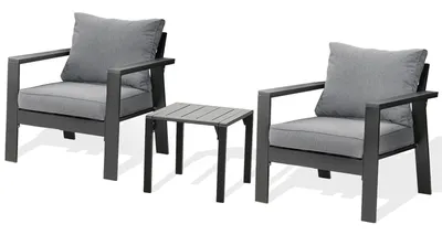 Produktbild von MEXO Gartenlounge-Set Gartenmöbel Set Aluminium,Balkonmöbel Set Kleiner Balkon für 2 Personen(Sitzgruppe Balkon, 3-tlg., 2 Gartenstühle, 1 Couchtisch)