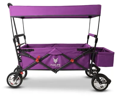 Image de FUXLIFE by FUXTEC Chariot FX-CT500 Violet - pliable avec auvent | intérieur rembourré | chariot pliable et compact avec poche arrière Violet
