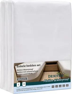 Produktbild von Dexitex Molton Spannbetttuch-Set 2er – Wasserdichte Matratzenschoner für Einzelbetten Wohnwagen & Wohnmobil – Fendt, Hobby, Knaus, LMC – Weiß