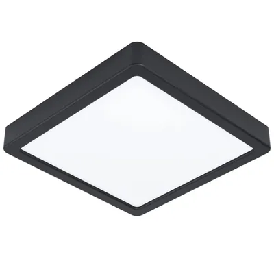 Image de EGLO LED Plafonnier Fueva 5, 21 cm, luminaire apparent en acier et une surface d'éclairage en plastique, plafonnier en noir, blanc, lampe apparente blanc chaud