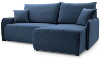 Image de Selsey Netarro - Canapé d'angle avec fonction sommeil, coffre de lit et housse chenille, bleu marine, droite