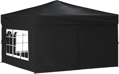 Image de Tente de réception pliable avec parois Noir 3x3 m