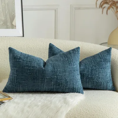 Immagine prodotto di Set di 2 federe per cuscini in velluto, 40x60 cm, colore blu navy