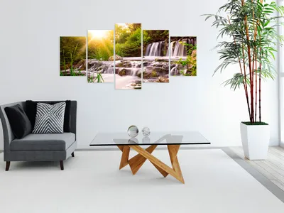 Produktbild von Akustikbild Natur Landschaft 200x100 cm Bilder Akustikschaum Hochleistungsschallabsorber Schallschutz Leinwand 5 tlg Wandbild Raumakustik Schalldämmung c-C-0026-b-n