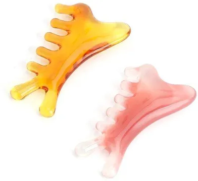 Produktbild von Gua Sha Massagestein 4-in-1 mit Rozenkwarts, 2 Stück, Gesichtsmassage, Triggerpunkt-Therapie