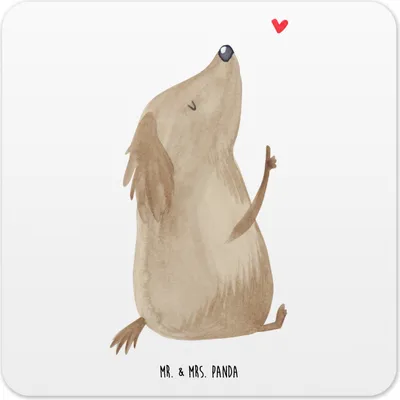 Produktbild von Mr. & Mrs. Panda Untersetzer für Gläser Hund Liebe 10er Set - Weiß - Geschenk, Herz, Sprüche, Coaster, Hunde, Glas-Untersetzer, Tischuntersetzer, Tassen