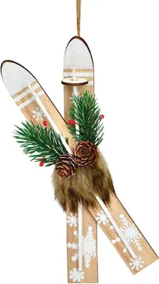 Produktbild von Christbaumhänger Ski Holz natur