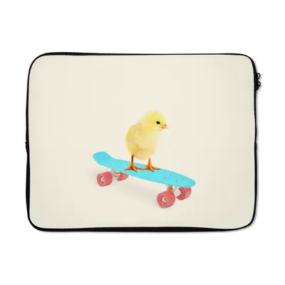 Produktbild von MuchoWow® Laptop Hülle 15 Zoll Küken - Gelb - Skateboard - Blau - Tiere Laptoptasche - Laptoptasche - Sleeve - Rundum-Schutz