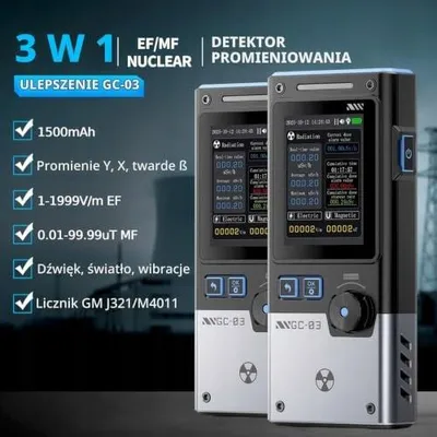 Zdjęcie produktu dla Miernik emf detektor promieniowania pola magnetycznego elektrycznego 3W1