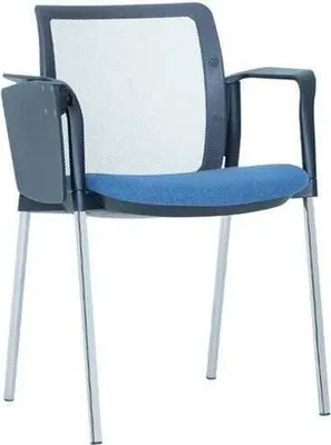 Image de Fauteuil rembourré moderne, design élégant, fauteuil bleu, chaise de bureau, chaise