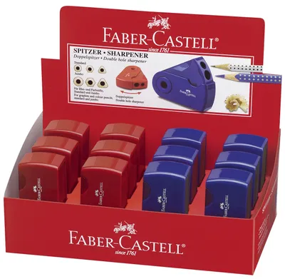 Produktbild von Faber-Castell 182701 Doppelspitzdose SLEEVE - rot / blau sortiert
