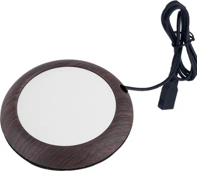 Produktbild von Kaffeetassenwärmer für den Schreibtisch mit automatischer Abschaltung und USB-Anschluss, elektrischer Getränkewärmer für Kaffee, Kakao, Tee und Milch,Dark wood texture