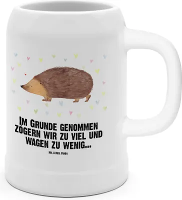 Produktbild von Mr. & Mrs. Panda Krug Igel Herzen - Weiß - Geschenk, Keramikkrug, Herz, Vertrauen, Humpen, Tiere, Bier Seidel, Leben, Steinkrug, Liebe