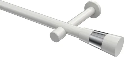 Produktbild von Interdeco Gardinenstange / Vorhangstange Weiß, Typ Prestige Tanara (Konus Bicolor) ohne Ringe, 20 mm Ø 1-läufig, 200 cm